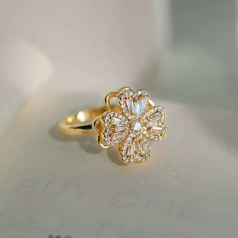 Anillo de trébol ajustable y giratorio para calmar la ansiedad +Regalo GRATIS