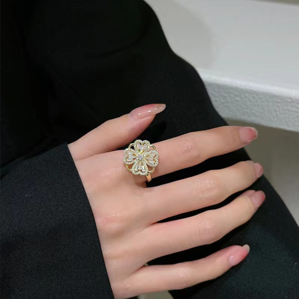 Anillo de trébol ajustable y giratorio para calmar la ansiedad +Regalo GRATIS