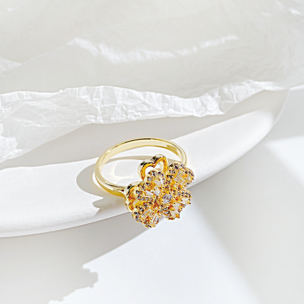 Anillo de trébol ajustable y giratorio para calmar la ansiedad +Regalo GRATIS