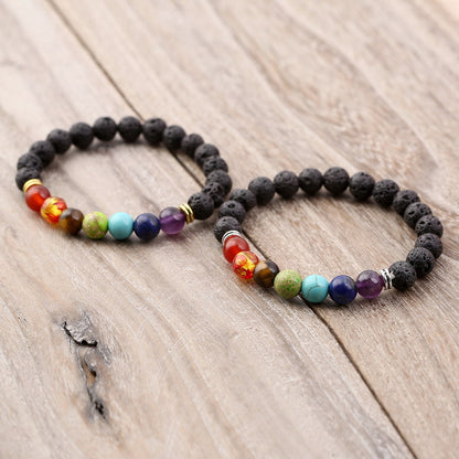 Pulsera 7 chakras con piedras de lava +segunda unidad gratis y un e-book de regalo